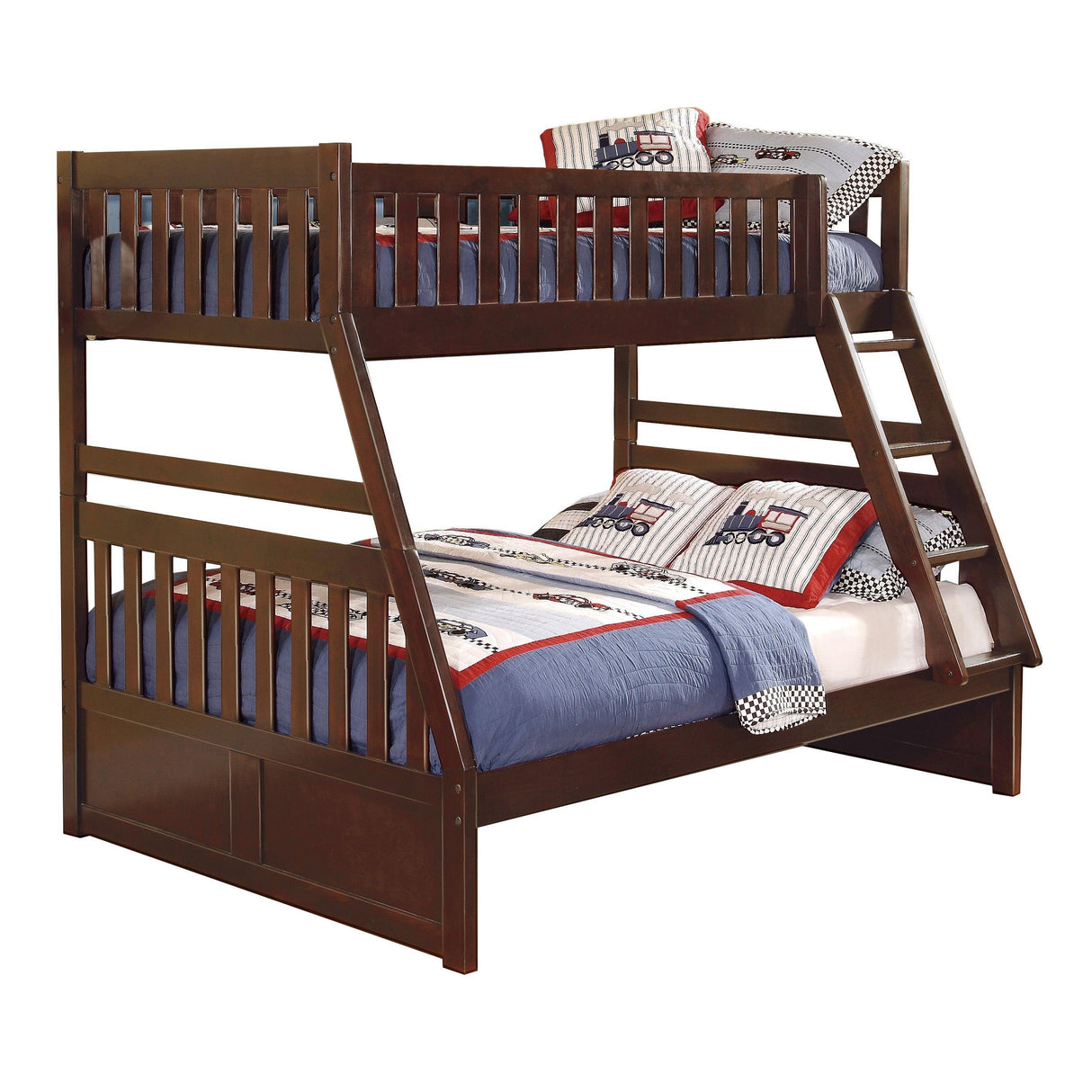 Rowe Dark Cherry Twin/Full Bunk Bed by Homelegance at Eve Furniture