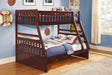 Rowe Dark Cherry Twin/Full Bunk Bed by Homelegance at Eve Furniture