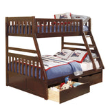 Rowe Dark Cherry Twin/Full Bunk Bed with Storage Boxes by Homelegance at Eve Furniture
