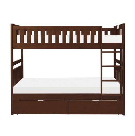 Rowe Dark Cherry Twin/Twin Bunk Bed with Storage Boxes by Homelegance at Eve Furniture