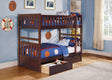 Rowe Dark Cherry Twin/Twin Bunk Bed with Storage Boxes by Homelegance at Eve Furniture