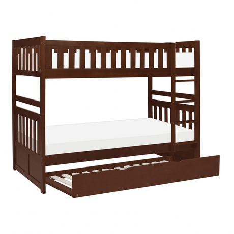 Rowe Dark Cherry Twin/Twin Bunk Bed with Twin Trundle by Homelegance at Eve Furniture