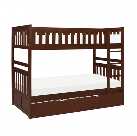 Rowe Dark Cherry Twin/Twin Bunk Bed with Twin Trundle by Homelegance at Eve Furniture