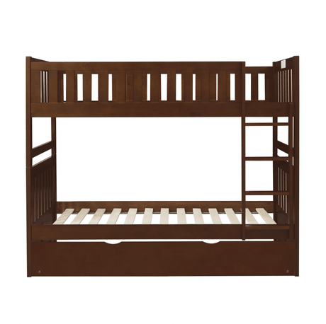 Rowe Dark Cherry Twin/Twin Bunk Bed with Twin Trundle by Homelegance at Eve Furniture