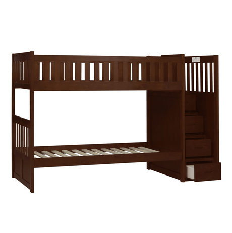 Rowe Dark Cherry Twin/Twin Step Bunk Bed by Homelegance at Eve Furniture