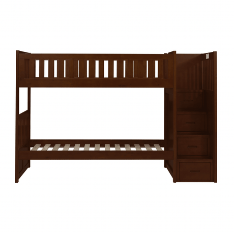 Rowe Dark Cherry Twin/Twin Step Bunk Bed by Homelegance at Eve Furniture