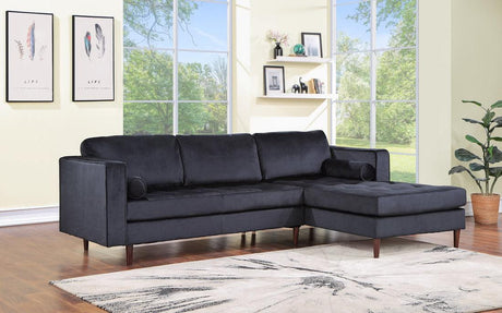 Roxy Black Velvet Right Arm Facing (RAF) Sectional by Happy Homes at Eve Furniture