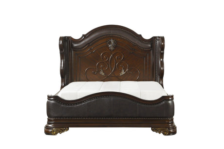 Royal Highlands Rich Cherry Queen Upholstered Panel Bed by Homelegance at Eve Furniture