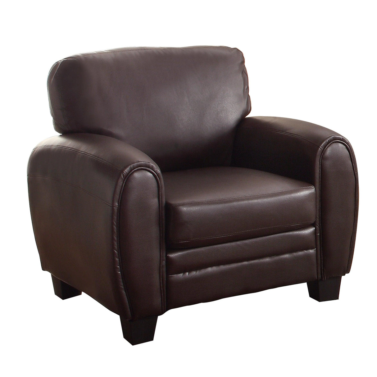 Rubin Dark Brown Faux Leather Chair by Homelegance at Eve Furniture