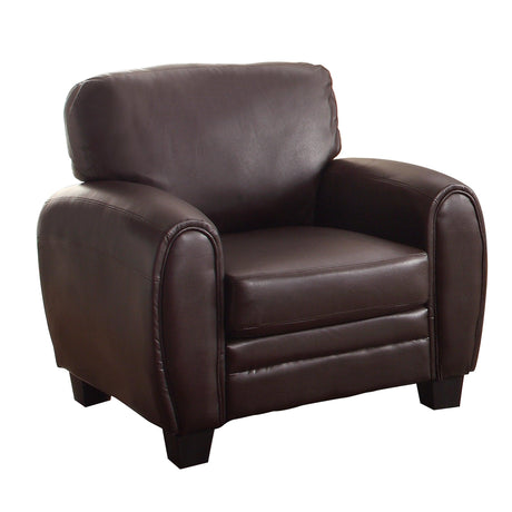 Rubin Dark Brown Faux Leather Chair by Homelegance at Eve Furniture
