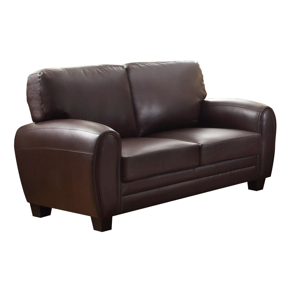 Rubin Dark Brown Faux Leather Loveseat by Homelegance at Eve Furniture