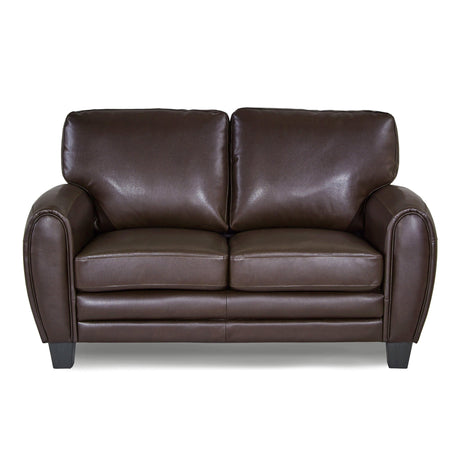 Rubin Dark Brown Faux Leather Loveseat by Homelegance at Eve Furniture