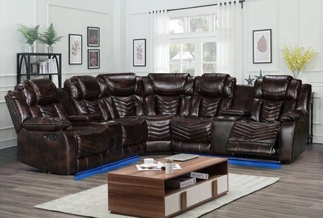 S2021 Lucky Charm Sectional (Brown) - Eve Furniture 