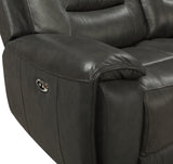 Rosewood Gray Leather Power Reclining Living Room Set - Eve Furniture