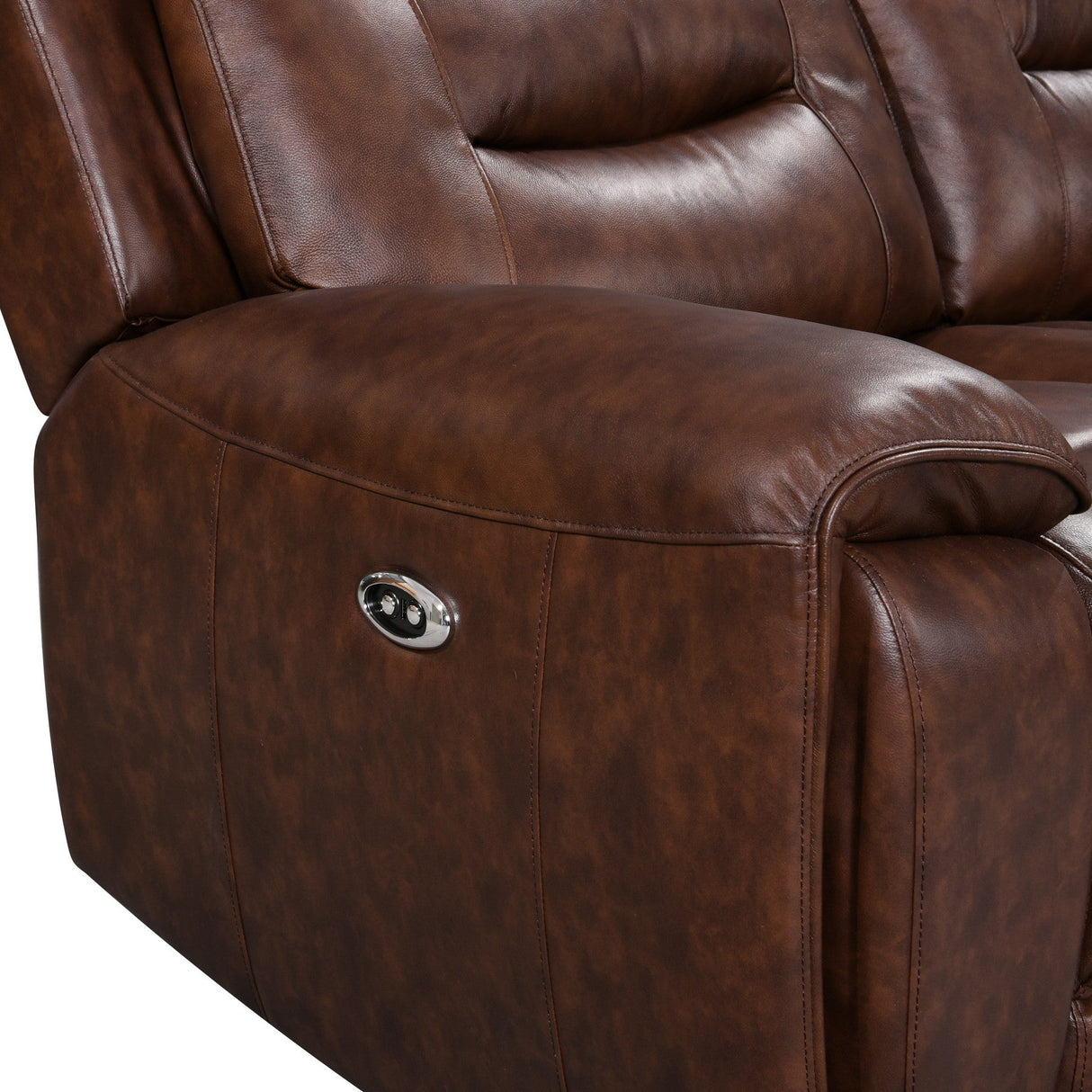 Rosewood Brown Leather Power Reclining Living Room Set - Eve Furniture