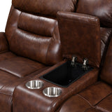 Rosewood Brown Leather Power Reclining Living Room Set - Eve Furniture