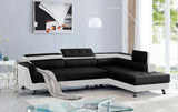 Izzi Black/White Faux Leather RAF Sectional - Eve Furniture
