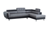Izzi Black/Gray Faux Leather RAF Sectional - Eve Furniture