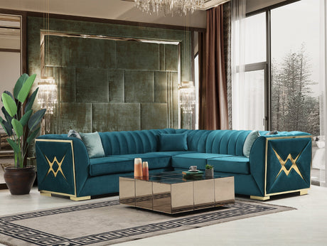 S6105 Ariana SeaFoam Blue Velvet Sectional - Eve Furniture