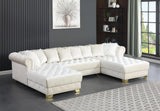 S6350 Jordan II (Cream) Double Chaise Velvet Sectional - Eve Furniture
