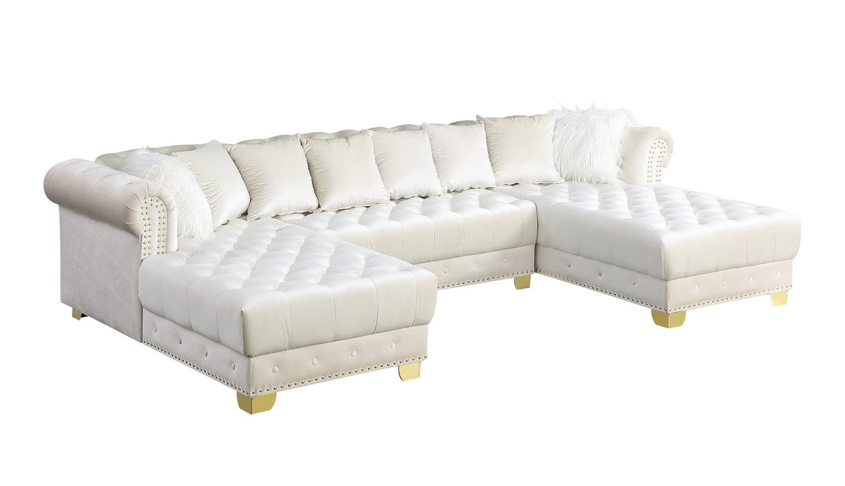 S6350 Jordan II (Cream) Double Chaise Velvet Sectional - Eve Furniture
