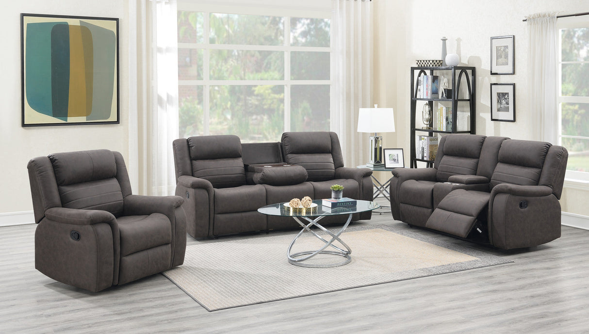 Max Brown 3-Piece Reclining Living Room Set