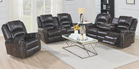 Houston Brown 3-Piece Reclining Living Room Set - Eve Furniture