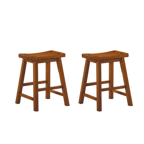 Saddleback Oak Dining Stool Set of 2 by Homelegance at Eve Furniture