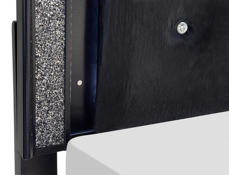 Salon Black King LED Upholstered Panel Bed by Homelegance at Eve Furniture