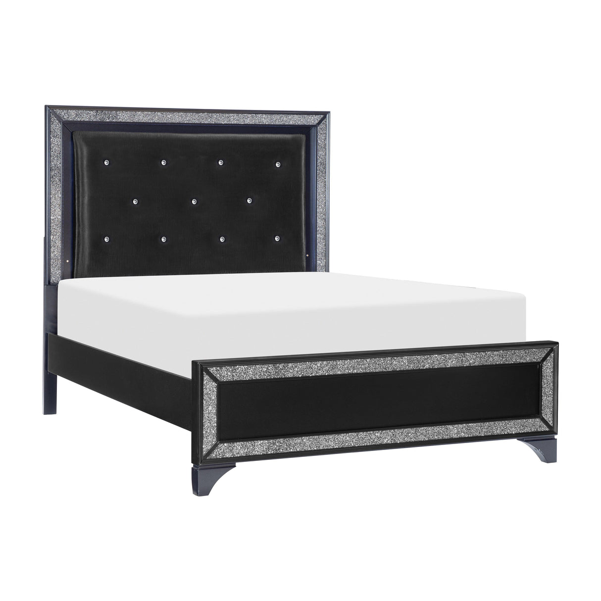 Salon Black King LED Upholstered Panel Bed by Homelegance at Eve Furniture