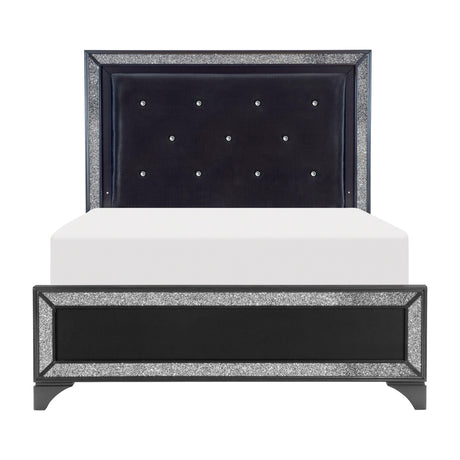 Salon Black Queen LED Upholstered Panel Bed by Homelegance at Eve Furniture