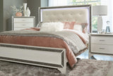Salon White Queen LED Upholstered Panel Bed by Homelegance at Eve Furniture