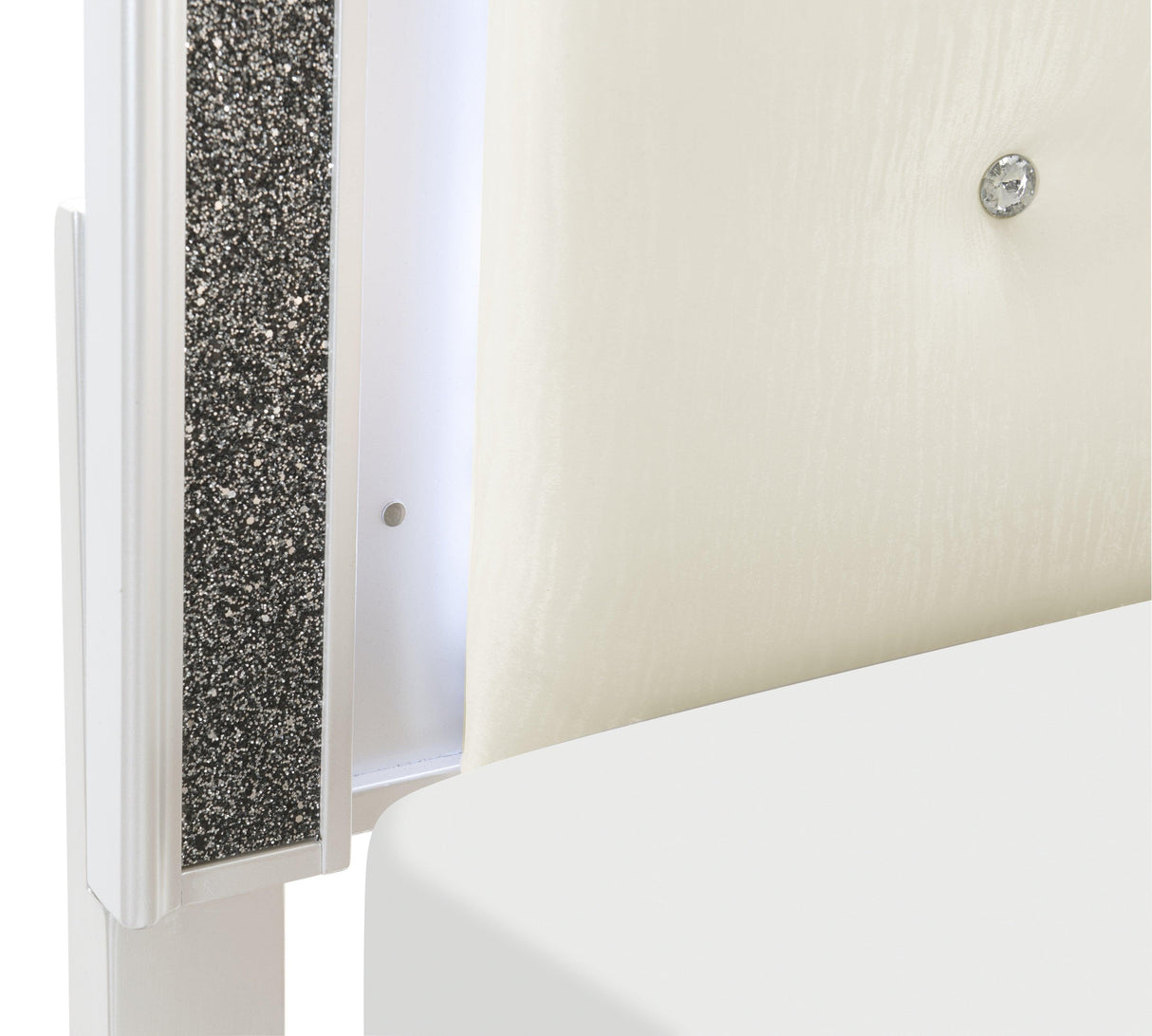 Salon White Queen LED Upholstered Panel Bed by Homelegance at Eve Furniture