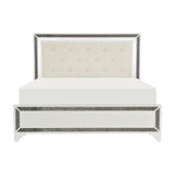 Salon White Queen LED Upholstered Panel Bed by Homelegance at Eve Furniture