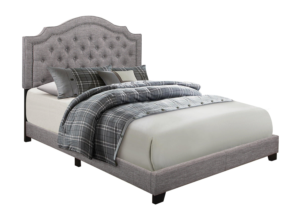 Sandy Gray Queen Upholstered Bed by Homelegance at Eve Furniture