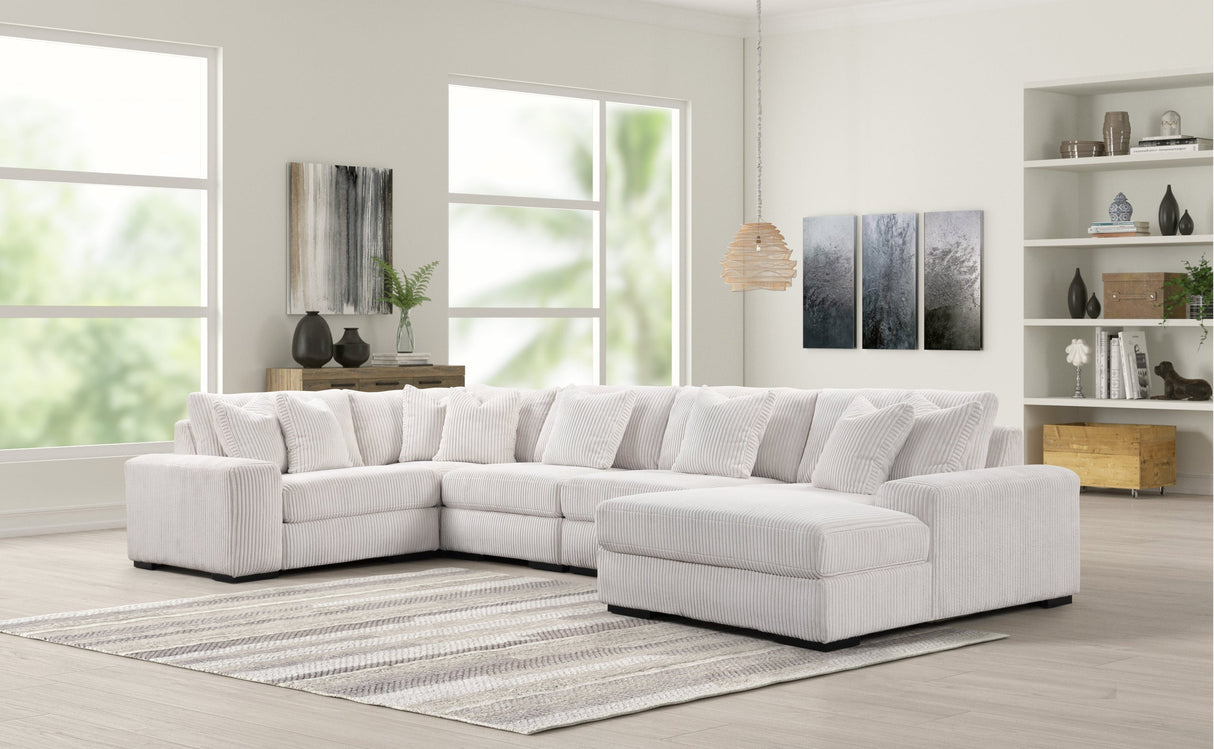 Seasons Beige 5-Piece RAF Chaise Sectional