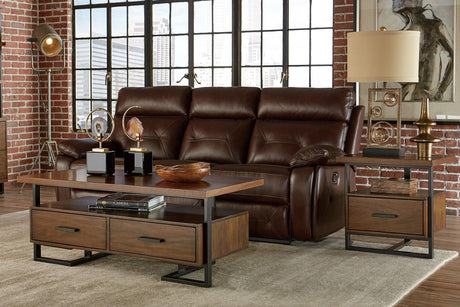 Sedley Walnut/Rustic Black Cocktail Table by Homelegance at Eve Furniture