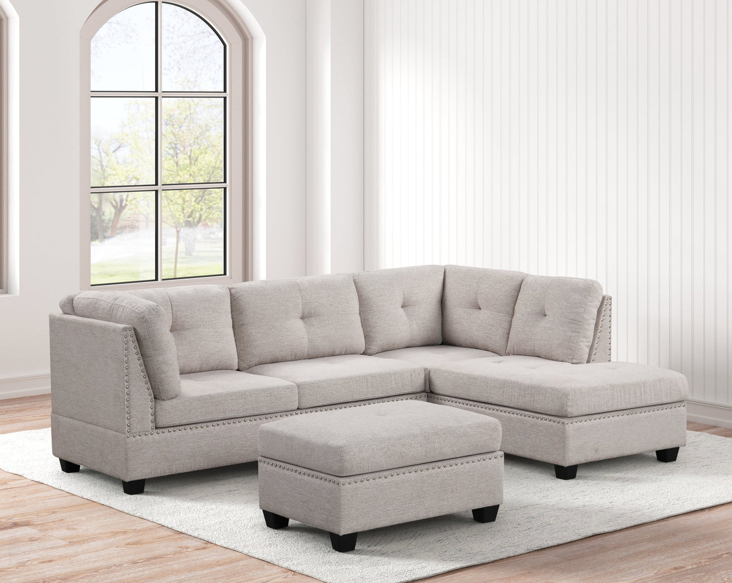 Sienna Stone Sectional with Ottoman