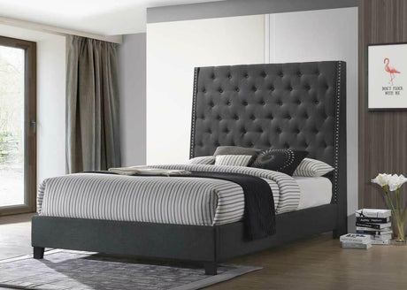 Sleepy Charcoal Gray Queen Panel Bed by Happy Homes at Eve Furniture