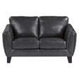 Spivey Dark Gray Leather Loveseat by Homelegance at Eve Furniture