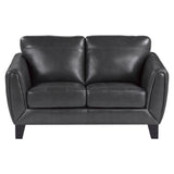 Spivey Dark Gray Leather Loveseat by Homelegance at Eve Furniture