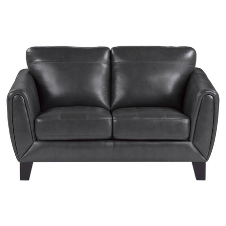 Spivey Dark Gray Leather Loveseat by Homelegance at Eve Furniture