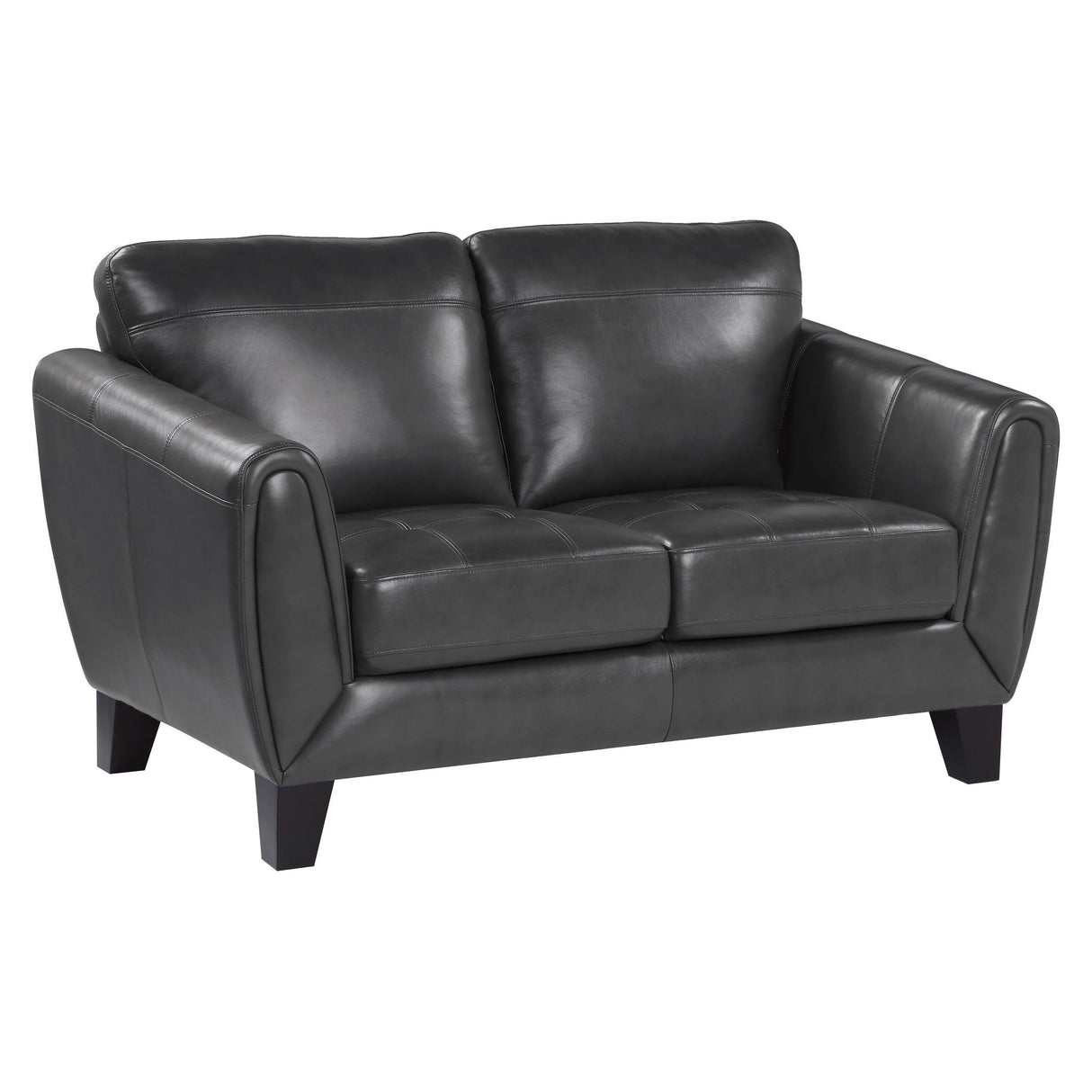 Spivey Dark Gray Leather Loveseat by Homelegance at Eve Furniture