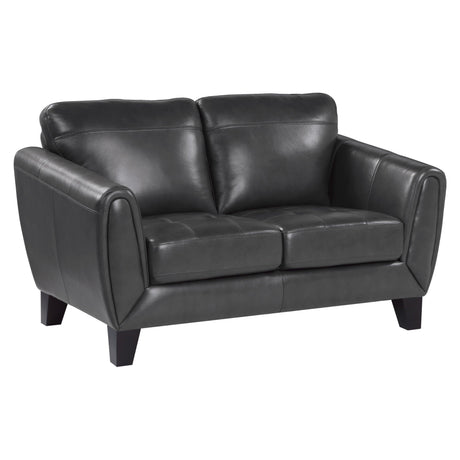 Spivey Dark Gray Leather Loveseat by Homelegance at Eve Furniture