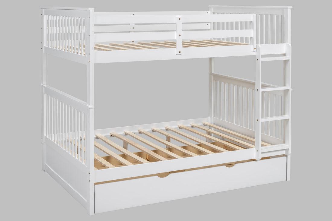 Stack White Full/Full Bunk Bed w/Twin Trundle by Happy Homes at Eve Furniture