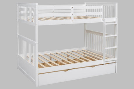 Stack White Full/Full Bunk Bed w/Twin Trundle by Happy Homes at Eve Furniture