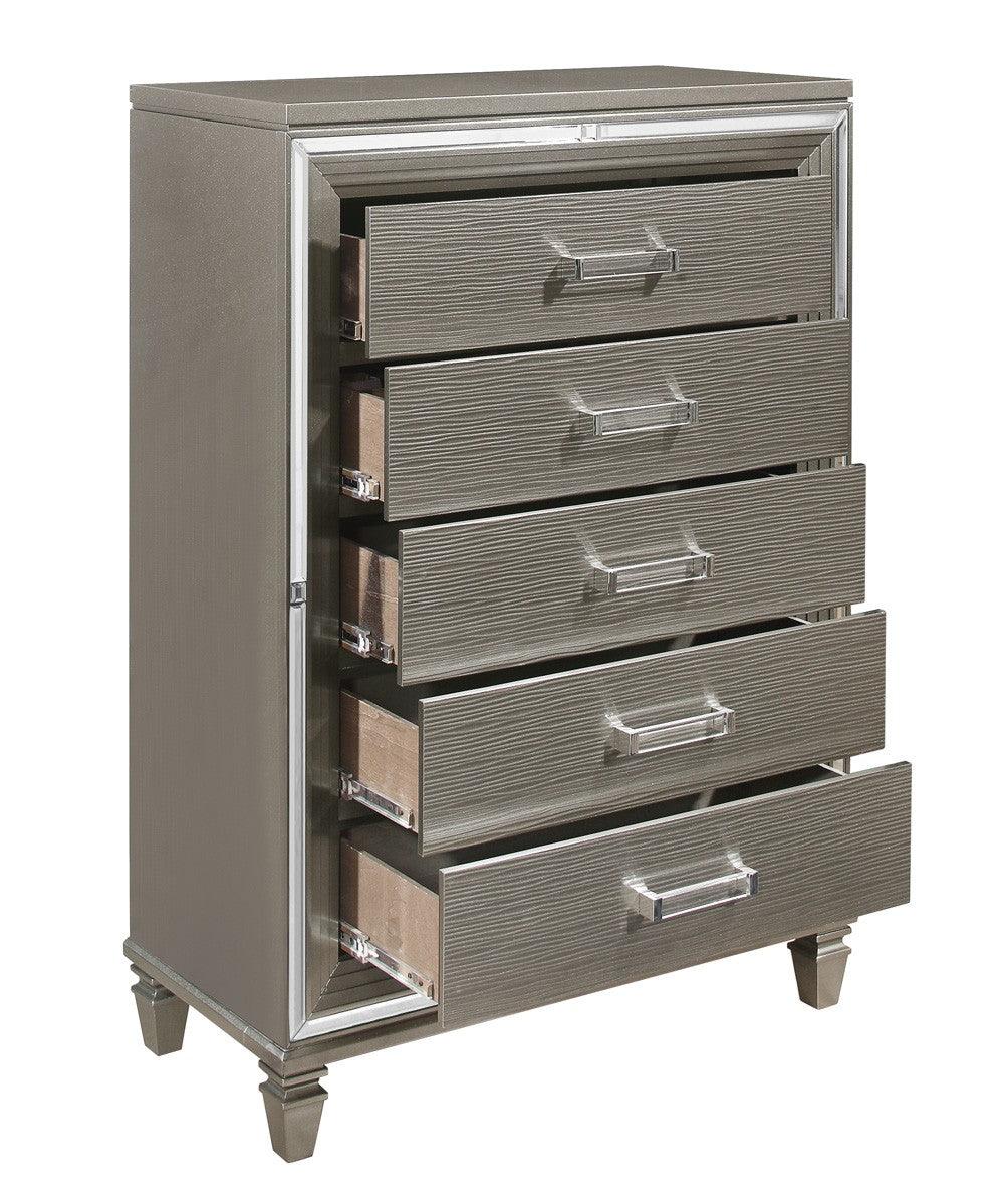 Tamsin Silver/Gray Metallic Chest by Homelegance at Eve Furniture