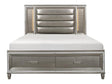 Tamsin Silver/Gray Metallic King LED Upholstered Storage Platform Bed by Homelegance at Eve Furniture