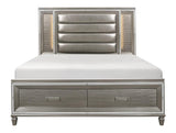 Tamsin Silver/Gray Metallic King LED Upholstered Storage Platform Bed by Homelegance at Eve Furniture