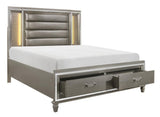 Tamsin Silver/Gray Metallic LED Upholstered Storage Platform Bedroom Set by Homelegance at Eve Furniture